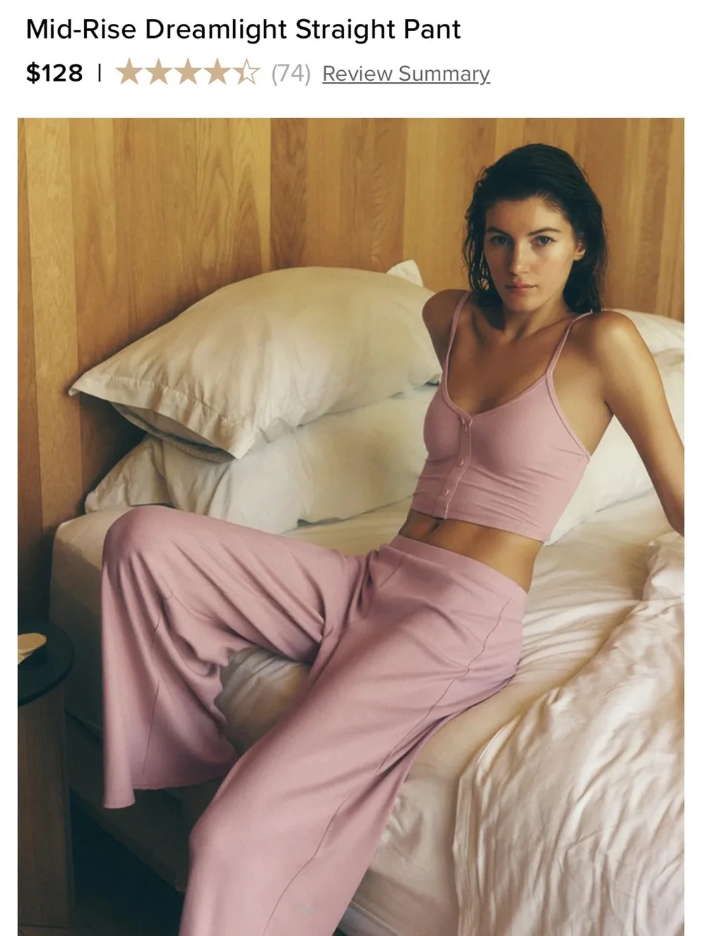 ALO Yoga Wide-Leg Ribbed Pants in Dusty Rose